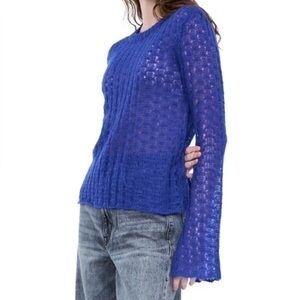 Via via Sweater Pointelle Sweater In sodalite color size small